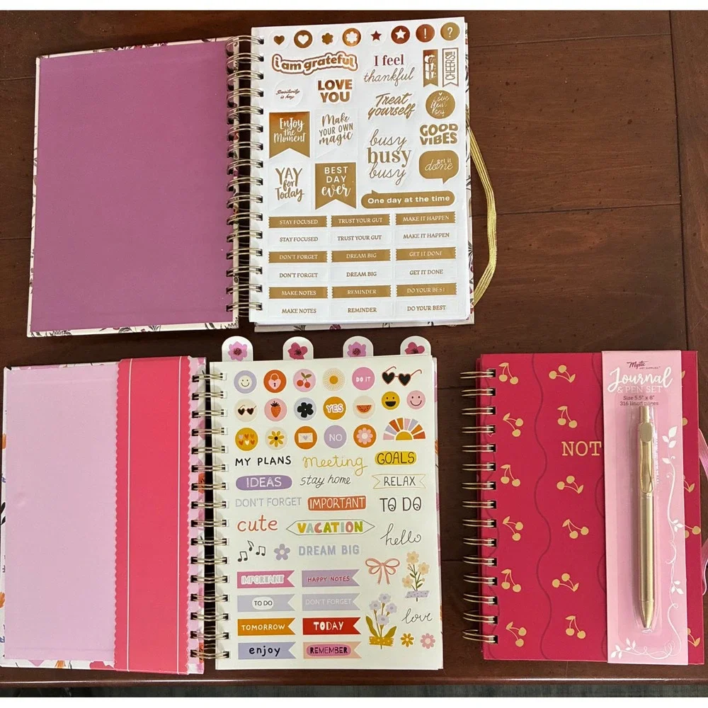 New Paper Studio & Mystic Apparel Journal Bundle Floral Cherry 3 Notebooks Pens